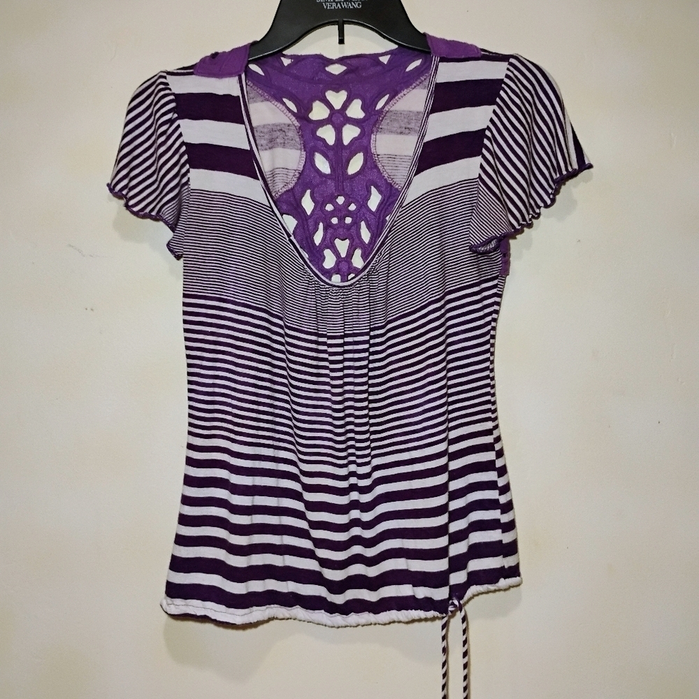 Full Tilt Rare Find Purple & White Embroidered Peekaboo Blouse Shirt. Medium C66 - Picture 12 of 12